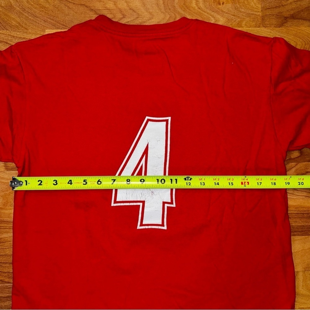 LA Angels Christian Moore #4 T Shirt Red Youth Size XL Distressed Number On Back - Picture 6 of 9